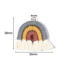 2个/包 彩虹编织流苏吊坠带环，38x35毫米 清新可爱彩虹流苏吊坠项链钥匙扣耳环配件，手工DIY半成品耳环配件 - 彩虹流蘇 - 查看 4