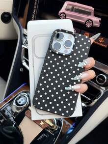 Una funda elegante para teléfono no incluye un cordón ni un soporte. 1 unidad de funda protectora para teléfono de cuero negro con patrón de lunares blancos y orificio, anti-caídas, material TPU, adecuada como regalo navideño, compatible con Xs/Xsmax/Xr/11 12 13 14 15 16pro/Promax/14 15 16plus/17, unisex. - Multicolor - Ver 2