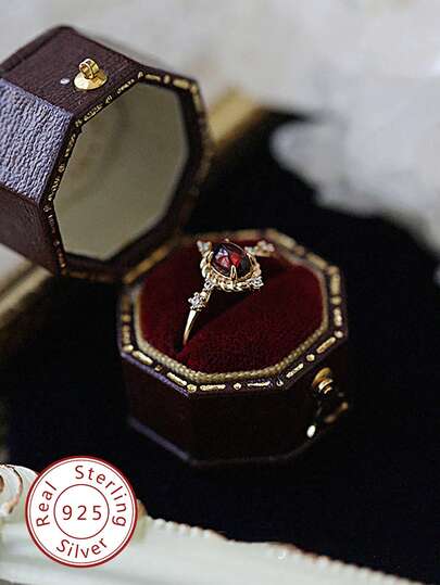 1pc Vintage Cubic Zirconia S925 Sterling Silver Eternal Ring, Luxury Jewelry Gift For Women