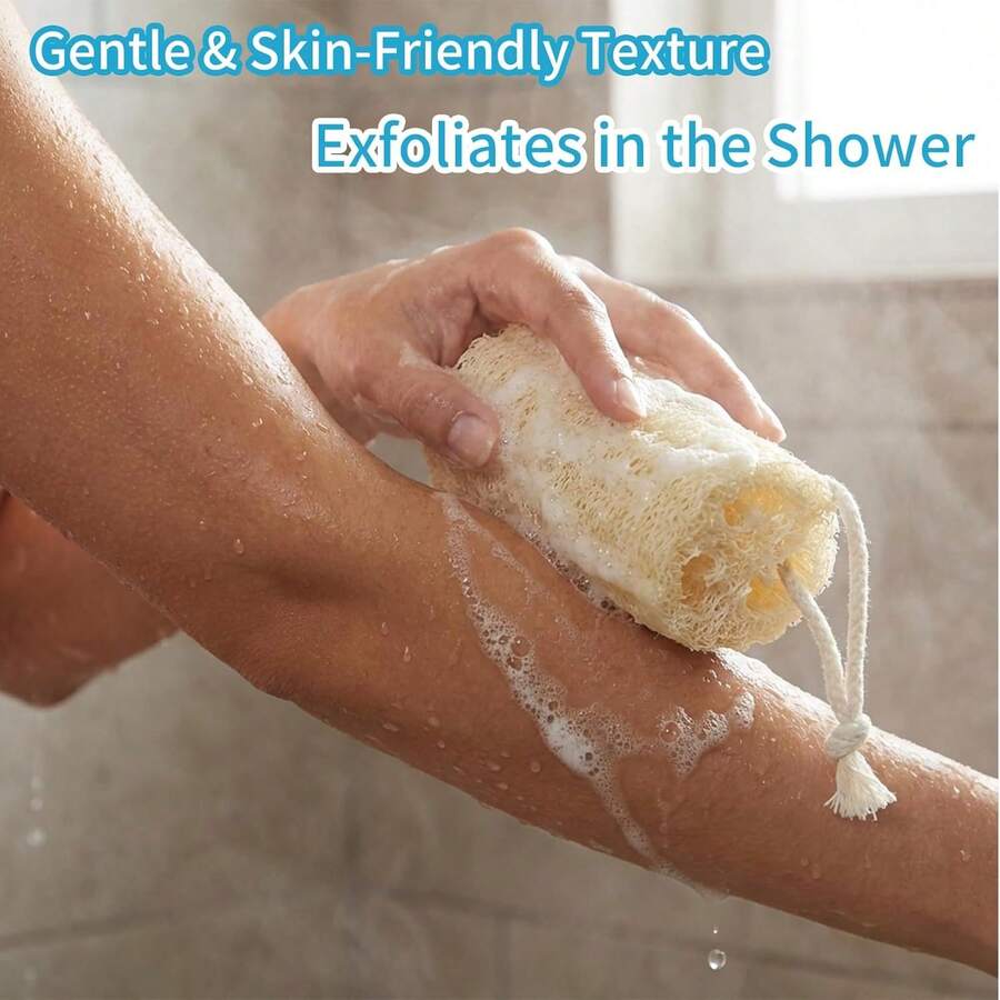 3件/6件装天然丝瓜络身体去角质海绵刷，有机植物丝瓜络，男女适用，可用于护肤、沐浴、淋浴清洁背部和面部 - B - 查看 1