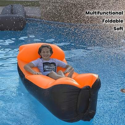 多功能充气躺椅沙发 - 柔软、可折叠、快速充气、无需气泵、轻便易携，适合房车露营、户外休闲、泳池、沙滩、野餐、阳台等户外场所，两栖充气沙发躺椅，四季皆宜的多功能充气躺椅，露营休闲充气沙发，泳池沙发躺椅，假日放松的最佳礼物