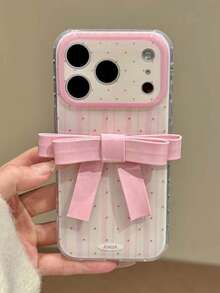 可爱3D蝴蝶结波点亮面软壳手机壳，兼容 17 Pro Max、17 Pro、17、16、15、14 Pro Max，精美防震，馈赠佳品 - 粉色 - 查看 4