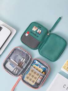 Portable Medical Bag With "My Medicine Bag" And Pill Pattern, Compact First Aid Kit, Portable Storage Pouch For Camping - Multicolor - View 2