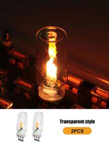 Car USB Atmosphere Light Flickering Flame LED Night Light - Frosted Transparent Glass Candle, Touch Control Mood Lighting Suitable For Car/Bedroom - A - View 13