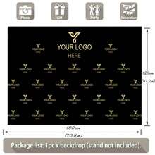 1pc Customized Logo Design Background, Suitable For Business Events, Festivals, Customized Banner Props, Portable Vinyl Material, Easy-Install, Step And Repeat Banner, Photo Backdrop, Wedding - E - View 5