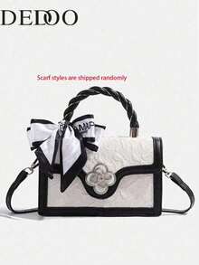 Dedoo Sac mini carré rétro, sac bandoulière multifonction unique pour femmes, sac fourre-tout décontracté pour le travail, meilleur cadeau pour la fête des mères (les styles d'écharpe sont aléatoires) - Noir - Voir 1