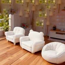 1:12 娃娃屋微缩模型，迷你玩具，DIY沙发，迷你家具 | 小型客厅场景模型，| 微缩模型，| 逼真迷你沙发装饰，迷你白色沙发模型，迷你娃娃屋客厅家具装饰 - 迷你家居场景DIY，收藏家和爱好者的礼物（手工纹理属正常现象） - 彩色 - 查看 4