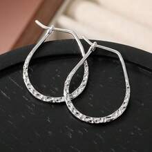 1 Pair Minimalist Retro Copper Earrings, Holiday Gift, Jewelry To Showcase Elegance - Silver - View 5