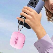 适用于三星 Galaxy Buds 3/Galaxy Buds 3 Pro/Galaxy Buds，Rock Cloud 蓝牙耳机软壳锁扣开关保护套，简约防摔 - 粉色 - 查看 3