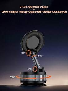 Universal 3-Axis Magnetic Vacuum Phone Mount – 360° Rotating, Strong Magnetic & Vacuum Suction, Foldable Design, Durable Alloy Arm, Space-Saving, Anti-Slip Shockproof, Fits All Smartphones And GPS Devices - G66 Magnetic Holder - View 6