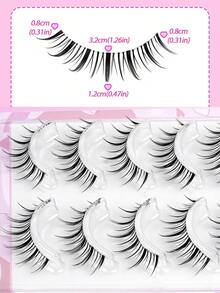 MAANGE 5 Pairs Natural Short False Eyelashes For Sensitive Skin, Delicate & Soft 11mm Small Lashes, Transparent Root Lively Energy Eyelashes - Black - View 7