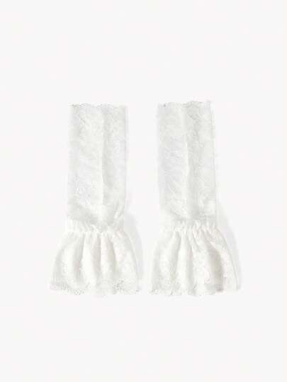 Opalesca 2pcs Women's Double Layer Lace Cuff Decor False Sleeves Wedding Valentine's Day