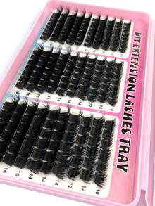 500片装200D/160D/120D/100D/80D/60D高密度睫毛册簇状合成貂毛假睫毛，浓密蓬松，纤长卷翘，0.07mm D卷度，长度10-18mm混合，自然柔软，适合各种妆容，可重复使用 - D - 查看 3