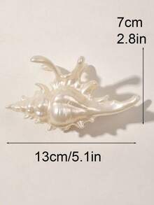 Boho Elegant Ocean Series Shell Design Hair Clips 1pc Sweet Fantasy Fairy Hair Claw Comb Versatile For Costume Party Spring Summer School College Vacation Outfits Woman Hair Accessories EUDN - Beige - 查看 3