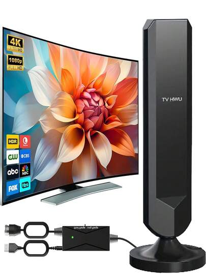 YAIUZGOO HD Digital TV Antenna Long 480+ Miles Range Indoor Amplifier Signal Booster 16ft Coax HDTV Cable/AC Adapter Support 4K 1080p Fire Tv Stick And All Older TV's