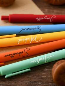 1/5/10/20/50pcs Customized Text Logo Macaron Color Neutral Pen, Personalized Luxury Push-Type Signing Pen With Engraved Text, Custom Business Advertising Pen - Multicolor - View 5