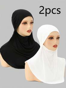 2pcs/set - Jersey Face-covering Cap - Black and White