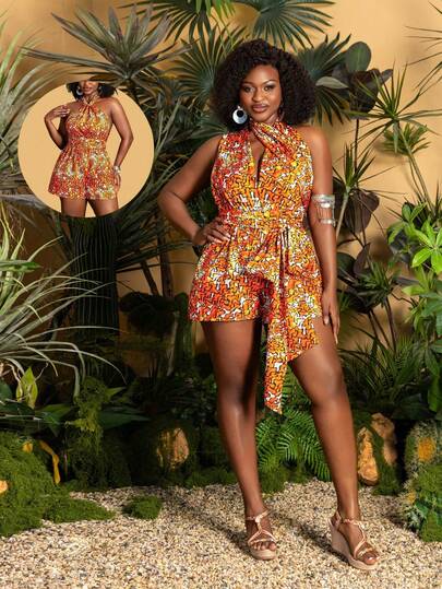 Faeriesty Plus Size Elegant Off-Shoulder Jumpsuit, High Waist Pleated Shorts With Tie Waist Design, Slim Fit, Suitable For Wedding Guest, Bridal Party, Engagement Party, Formal Dinner, Professional Photography