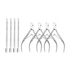 8pcs/6pcs/2pcs Professional Silver Dual-Head Cuticle Pusher And Cutter Remover, Salon Quality Stainless Steel Gel Nail Polish Scraper, Durable Professional Manicure Pedicure Cleaning Tools, Stainless Steel Silver Nail & Toe Cuticle Trimmer - Silver - View 11