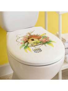 1pc Cute Bird & Birdhouse Toilet Sticker, Fairytale Bathroom Decal, Self-Adhesive Removable PVC Material, Create Dreamy Bathroom Or Restroom, Applicable For Toilet Area, Shower Wall Or Cabinet, Instantly Brighten Up Your Rental Apartment Bathroom - Birds and Flower House - View 6