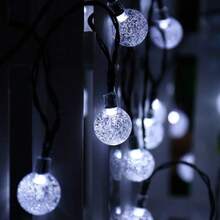 Solar Lights Outdoor Waterproof, 100/50/2*20 LED 39/23/2*16.5ft 8 Modes Waterproof String Lights Outdoor Fairy Lights Globe Crystal Balls Decorative Lighting For Garden, Lawn, Patio, Gazebo, Yard, Outdoor,Home, Party, Wedding, Christmas Decoration(White/WarmWhite/Color/Blue) - 白光White - 查看 7