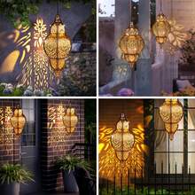 1/2/4 PCS Hanging Solar Lantern Outdoor Decor, Vintage Hanging Solar Lights Outdoor Garden Lantern, Waterproof Moroccan Lights, Metal LED Lanterns Garden For Garden, Yard, Patio, Lawn, Porch, Housewarming - 玫瑰金 - 查看 11