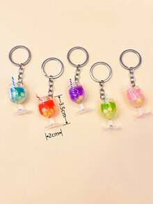 5pcs Simulation Boba Tea Cup Cute Zinc Alloy Keychain, All Year Round - A - View 2