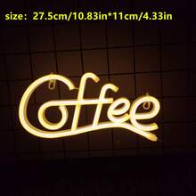 1个LED字母“Coffee”霓虹灯招牌墙面装饰灯，彩色灯光，适用于咖啡吧、生日派对、家居装饰，电池/USB供电，也可用于商店、卧室、客厅等场所。 - coffee霓虹燈 - 查看 15