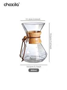 choxila 1 pieza Cafetera de vidrio para verter, cafetera de vidrio con marco de madera moderna - Cafetera - Ver 9