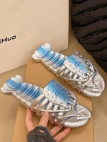 Creative Unique Lobster Design Men's Beach Slippers - Silver - View 5