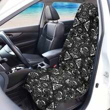 Gothic Skulls & Moths Car Seat Covers, Witchy Car Decor, Stylish Car Accessories Interior, Easy Installation, Car Enthusiasts, Highquality Material, Perfect Gift For Family Or Friends - 樣式 1 - 查看 1