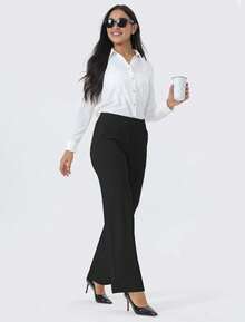 1PC Women's High-Waisted Wide Leg Pants - Ultra Stretchy With Deep Pockets | The Ultimate Vacation Outfit Staple For Summer Outfits For Women, Beach Days & Valentine Outfits For Women - 1pc 卡其色 - 查看 8