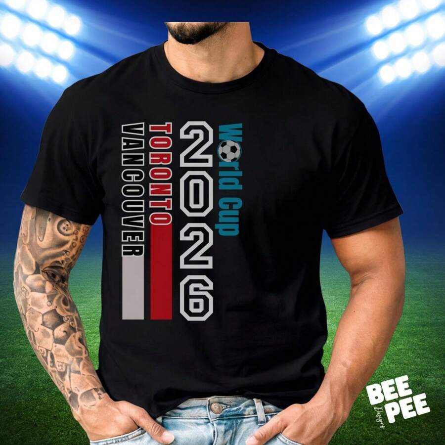 2026 World Cup Canada Host Cities Vertical T-Shirt - 黑色 - 查看 1
