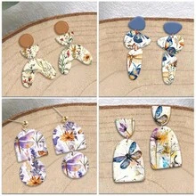 Cute Flower Dragonfly Bird Clay Transfer Paper Making Soft Ceramic Earrings Polymer Clay Water Transfer Paper For Jewelry DIY Craft Supplies - 1Pc - View 7