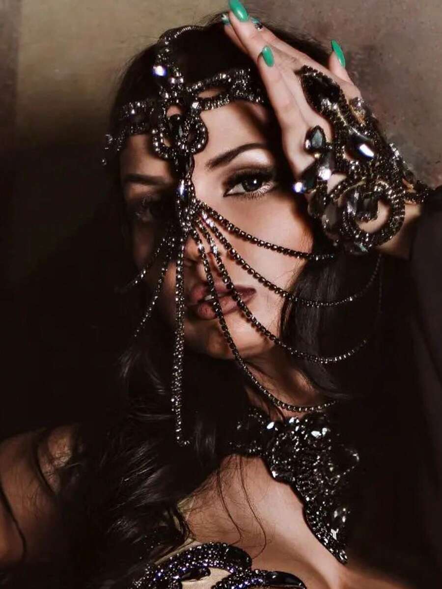 1个性感黑色流苏面具，女士派对化妆舞会配饰，神秘面具 - 黑色 - 查看 1