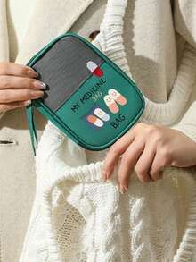 Portable Medical Bag With "My Medicine Bag" And Pill Pattern, Compact First Aid Kit, Portable Storage Pouch For Camping - Multicolor - View 6