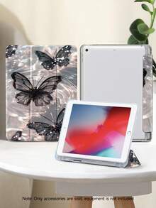 1pc Black Butterfly Wave Pattern Design Flat Protective Case, Compatible With 10.2 Inch 2021/2020 10th/9th/8th Gen, (A16) 11 Inch 11th Generation 2025, Compatible With Samsung Galaxy Tab A8 10.5 Inch 2022, / Tablet Protective Case, With Pen Slot, Support Auto Sleep/Wake Cover - Multicolor - View 2