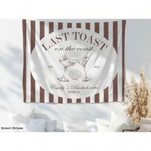 1PC Custom Beach Bachelorette Party Banner Decor Last Toast On The Coast Tapestry Sign Seashell Cocktail Martini Bach Weekend Photo Backdrop, 5 Sizes Available - 白色 - 查看 5