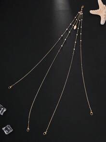 1件仿珍珠装饰腰链，性感垂坠细链身体链，适合女士海滩度假、夜店和派对装扮装饰。 - 金色 - 查看 6