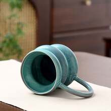 1 chiếc cốc cà phê gốm không đối xứng, tráng men nung, cốc pha cà phê latte/pour over sáng tạo có tay cầm, thiết kế không đối xứng dùng trong gia đình. - Nhiều màu - Xem 3