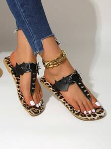 Dép xăng đan nữ, giày nữ mới, dép xăng đan, dép lê, giày phong cách punk, dép xăng đan đế bằng nữ - màu đen - Xem 5