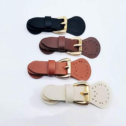 8个可调节磁性按扣 - 高强度PU皮革连接器，配金色磁性扣环，适用于手提包、钱包、腰带 - 黑/白双色缝纫工艺材料，DIY包袋五金配件，包袋组装零件，时尚缝线细节