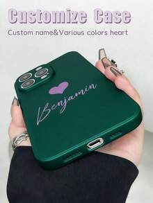 1个定制名字手机壳，个性化名字设计手机套，定制名字手机壳，心形手机壳，周年纪念礼物，情人节礼物，礼物，生日礼物，结婚礼物，母亲节礼物，父亲节礼物，送给闺蜜的礼物，送给爸爸妈妈的礼物，送给男朋友的礼物，送给女朋友的礼物，国际版，非国内版 - 薄荷綠 - 查看 5