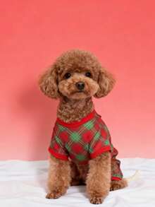 2025新款圣诞宠物套装，保暖透气，高弹力，防尘四脚连体衣，可个性化印花，高品质宠物连体衣，狗狗睡衣，可爱，适合中小型犬，贵宾犬、泰迪犬等。 - 紅色 - 查看 3