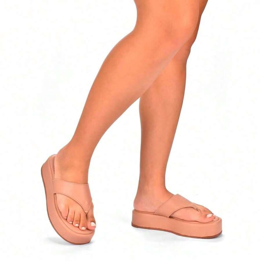 Tamanco plataforma de dedo flet 053.01 - Bege - Visão 1