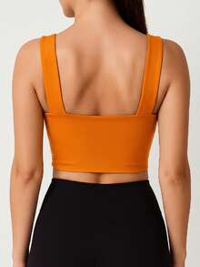 Women's Cropped Top In Spandex With Padded Cups, Super Comfortable, Summer Fashion. - Orange - View 3
