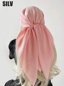 1pc Women Beach Accessories Solid Color Imitation Linen Square Scarf, Headwrap, Bandana, Suitable For Outdoor, Beach, Daily Wear, Holidays - A90 Imitation Cotton and Linen - View 30