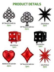 20pcs/117pcs/13pcs/12pcs Red, Gold, Black Latex Balloons, Red & Black Dice, Gold Crown Balloon Set, Suitable For Party Game Background Decor, Birthday Party Decor, Anniversary, Casino Theme Party Decor - Multicolor - View 15