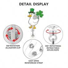 Easter Badge Reels With Alligator Clip Funny ID Badge Holders Cute Bunny Badge Reel Designs Retractable Bow Shape Easter Badge Holder For Nursing Medical Students Nurse Name Accessories For Work - 聖派翠克 982 - 查看 2
