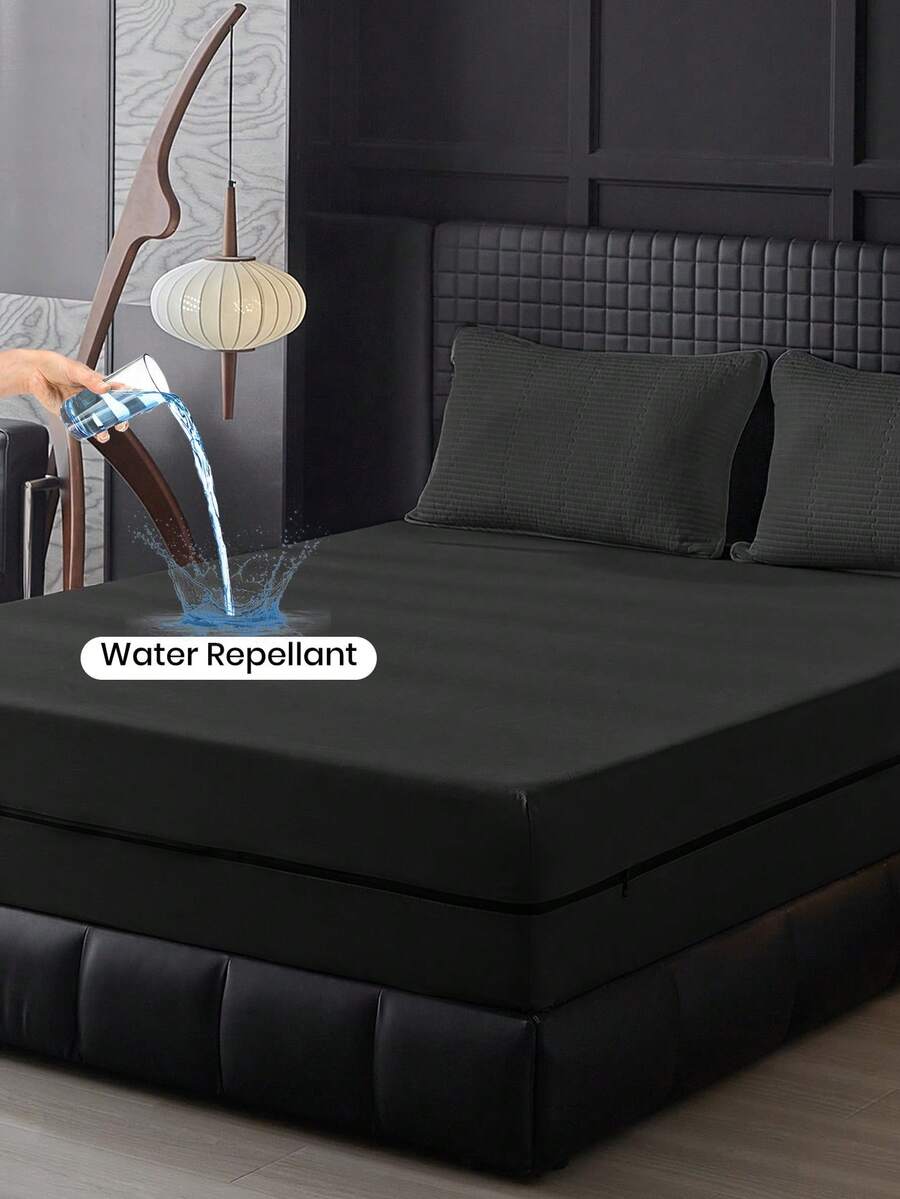 1件装防水六面拉链床垫保护套，适用于9-12英寸厚的床垫，包括单人床、双人床、大号床和特大号床，透气静音，可机洗，低致敏性，高品质床垫套，理想的家居礼品，完美的节日礼物